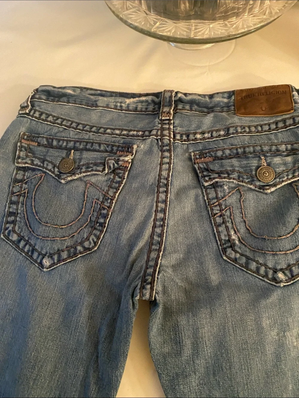 Two pairs of Vintage made in USA Men's True Religion Jeans.